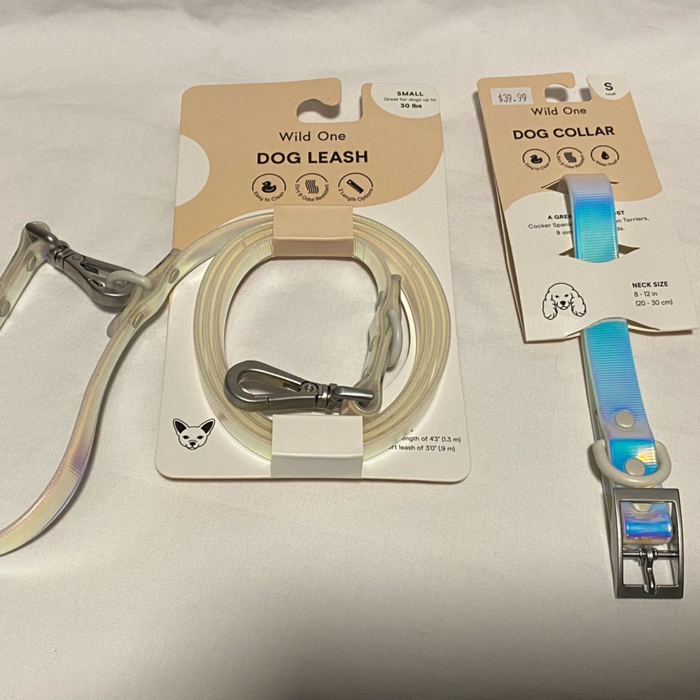 Wild one Iridescent Dog Leash and Collar Set